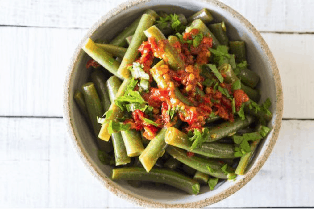 Green bean salad, a quick meal to make when you are too busy to cook.