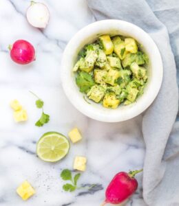 A small bowl of avocado dip ready to be enjoyed