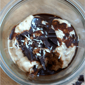 Bowl of homemade salted tahini banana ice cream