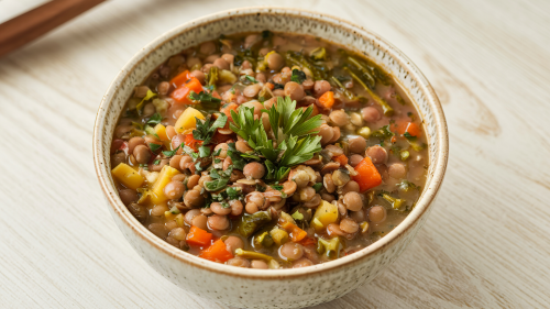 Health Benefits of Beans and Legumes for Energy & Digestion, Cooked lentil or bean meal bowl