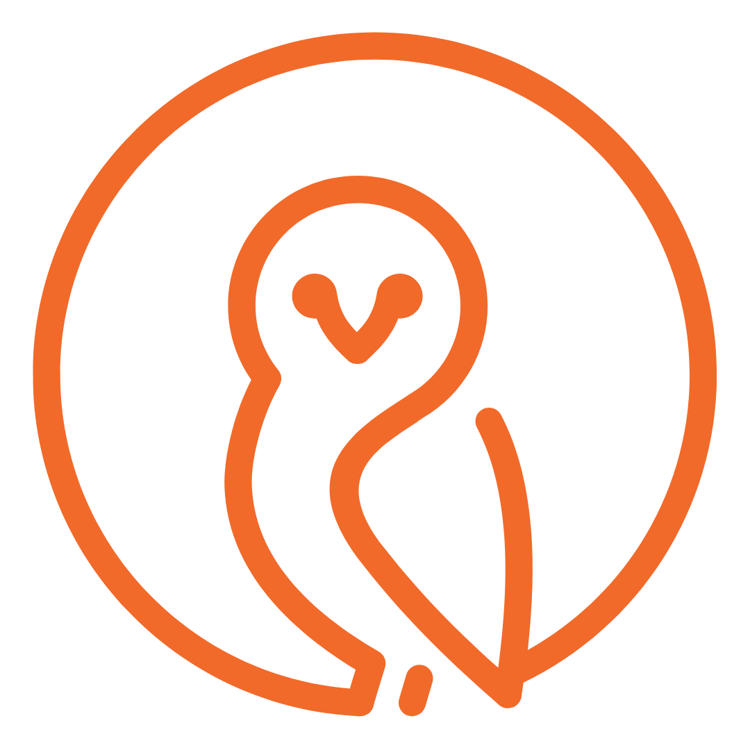 happy belly health, owl badge